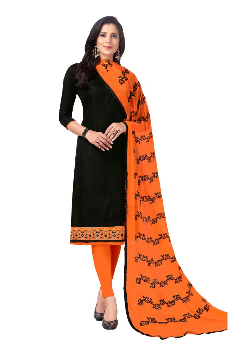 Generic Women's Cotton Salwar Material (Black, 2