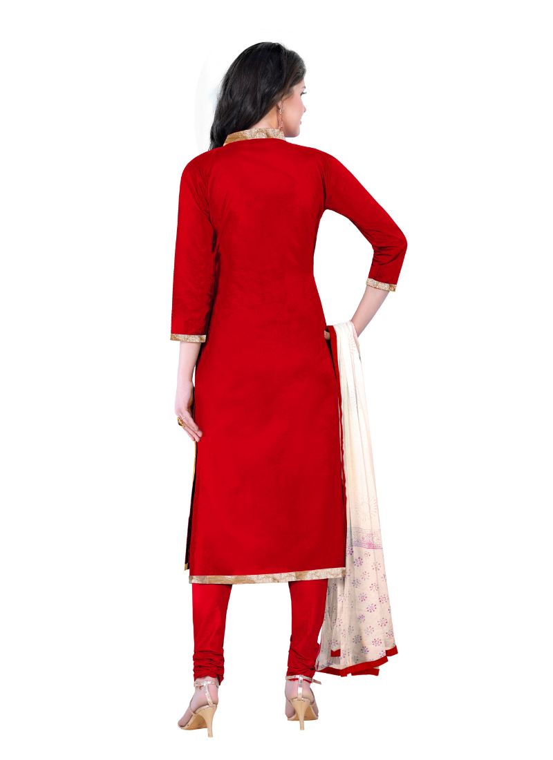 Generic Women's Cotton Salwar Material (Red, 2.20