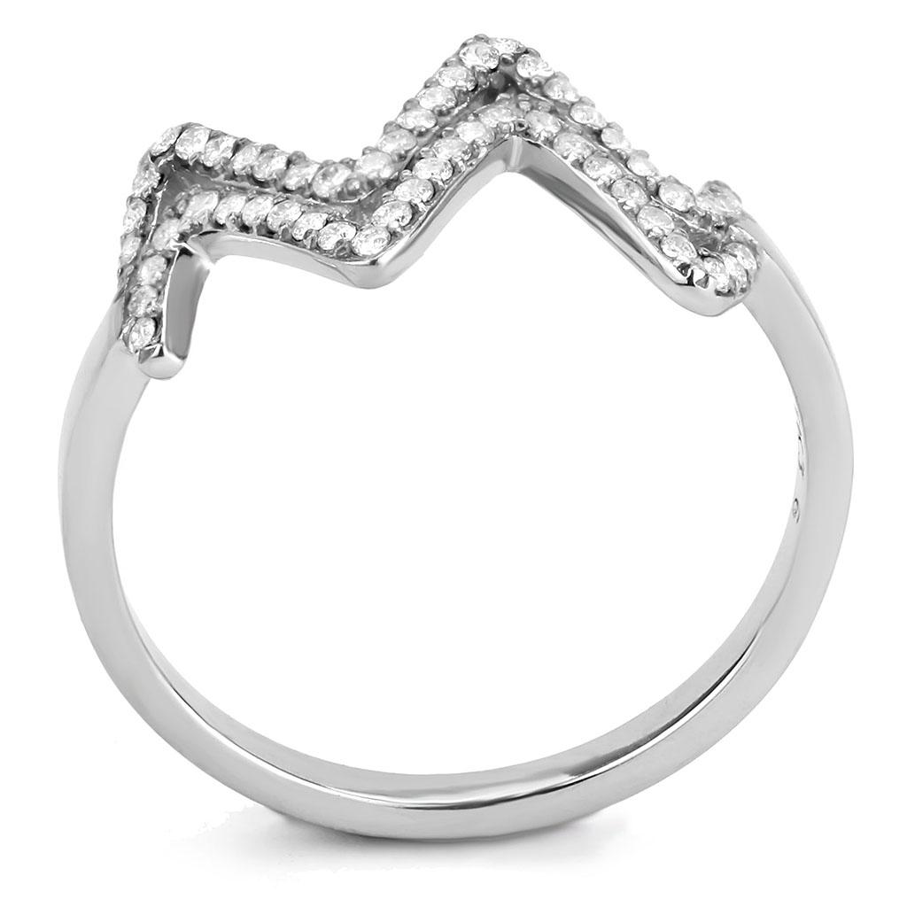 DA339 - No Plating Stainless Steel Ring with AAA Grade CZ in Clear