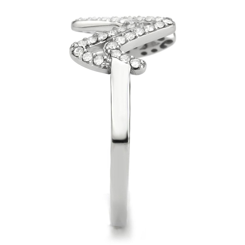 DA339 - No Plating Stainless Steel Ring with AAA Grade CZ in Clear