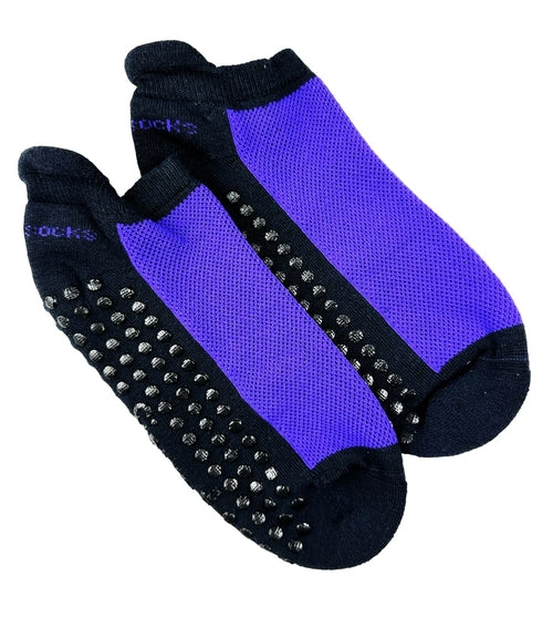 Heel Tab Mesh Top Cotton Ankle Socks with Non-Skid Women's Gripper