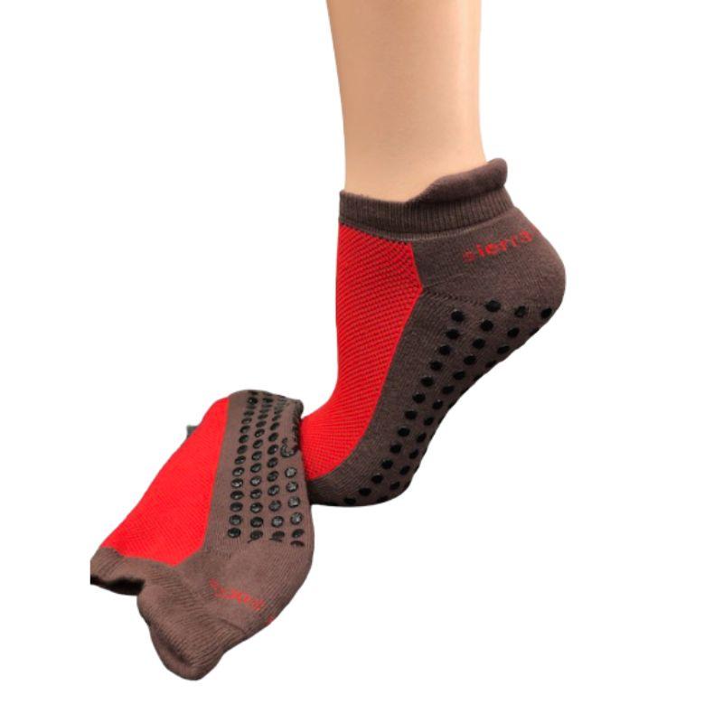 Heel Tab Mesh Top Cotton Ankle Socks with Non-Skid Women's Gripper