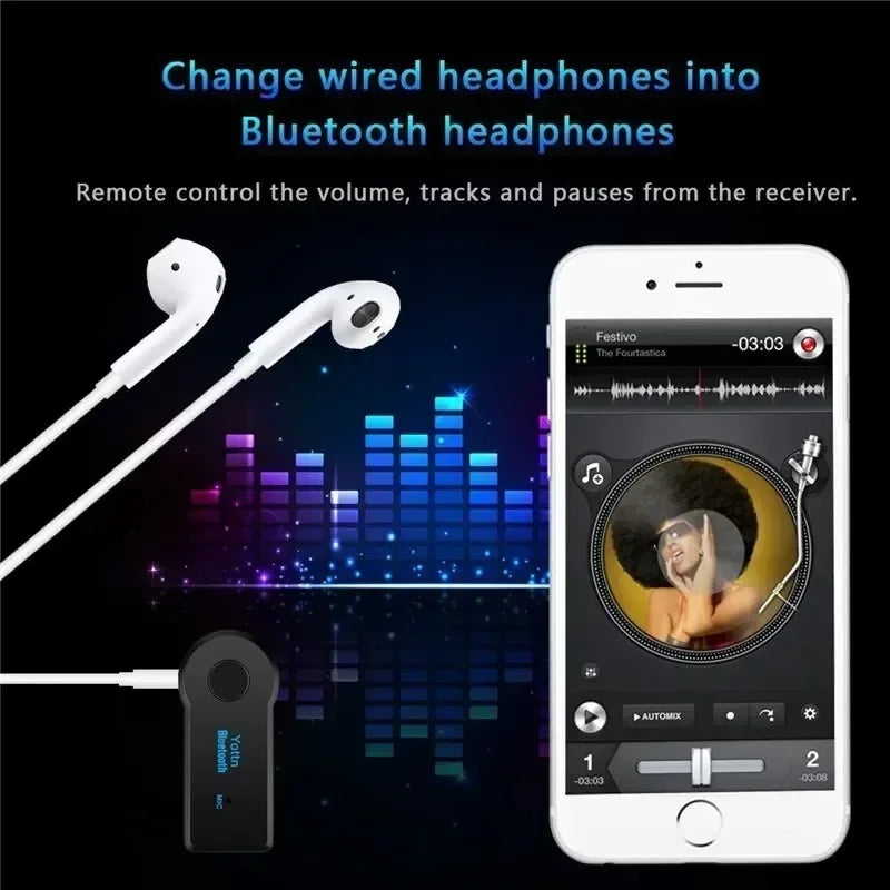 Bluetooth 5.0 Wireless Audio Receiver 3.5mm AUX Car Adapter Hands-Free