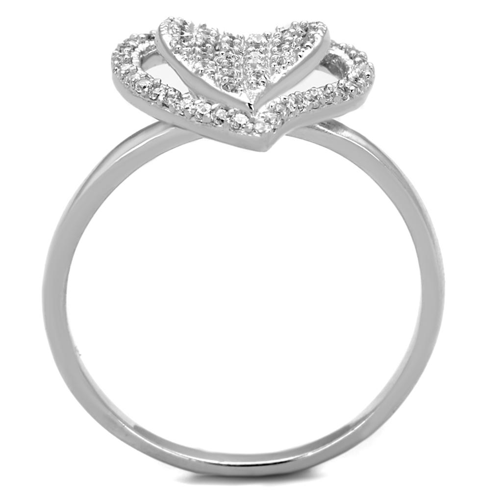 TS192 - Rhodium 925 Sterling Silver Ring with AAA Grade CZ in Clear