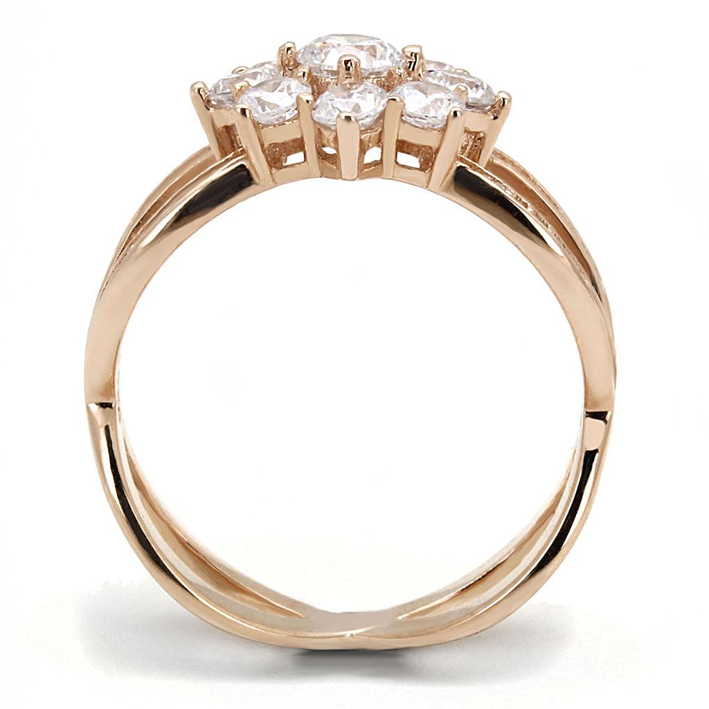 TS586 - Rose Gold 925 Sterling Silver Ring with AAA Grade CZ in Clear
