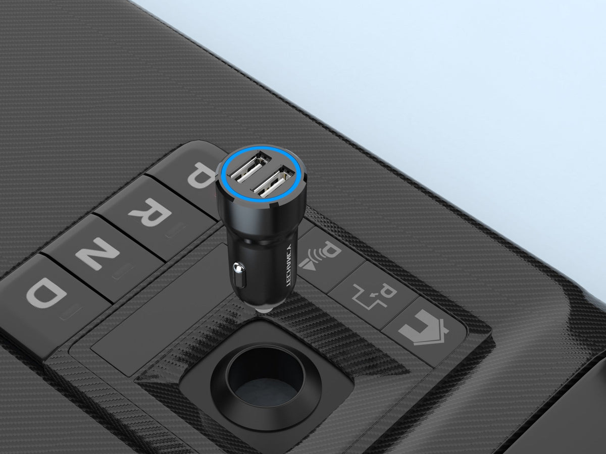 Techancy Carregador de Carro 2USB 2.4A TC6412 , Carregamento Rápido,