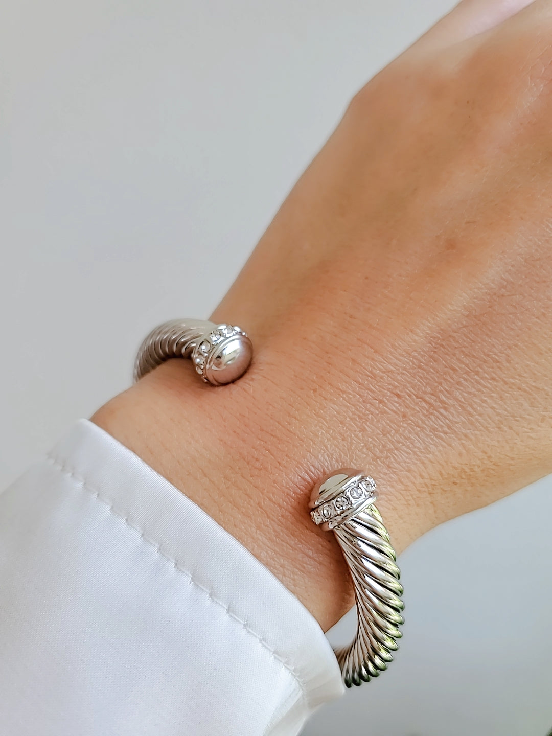 Open Silver Large Statement Bangle