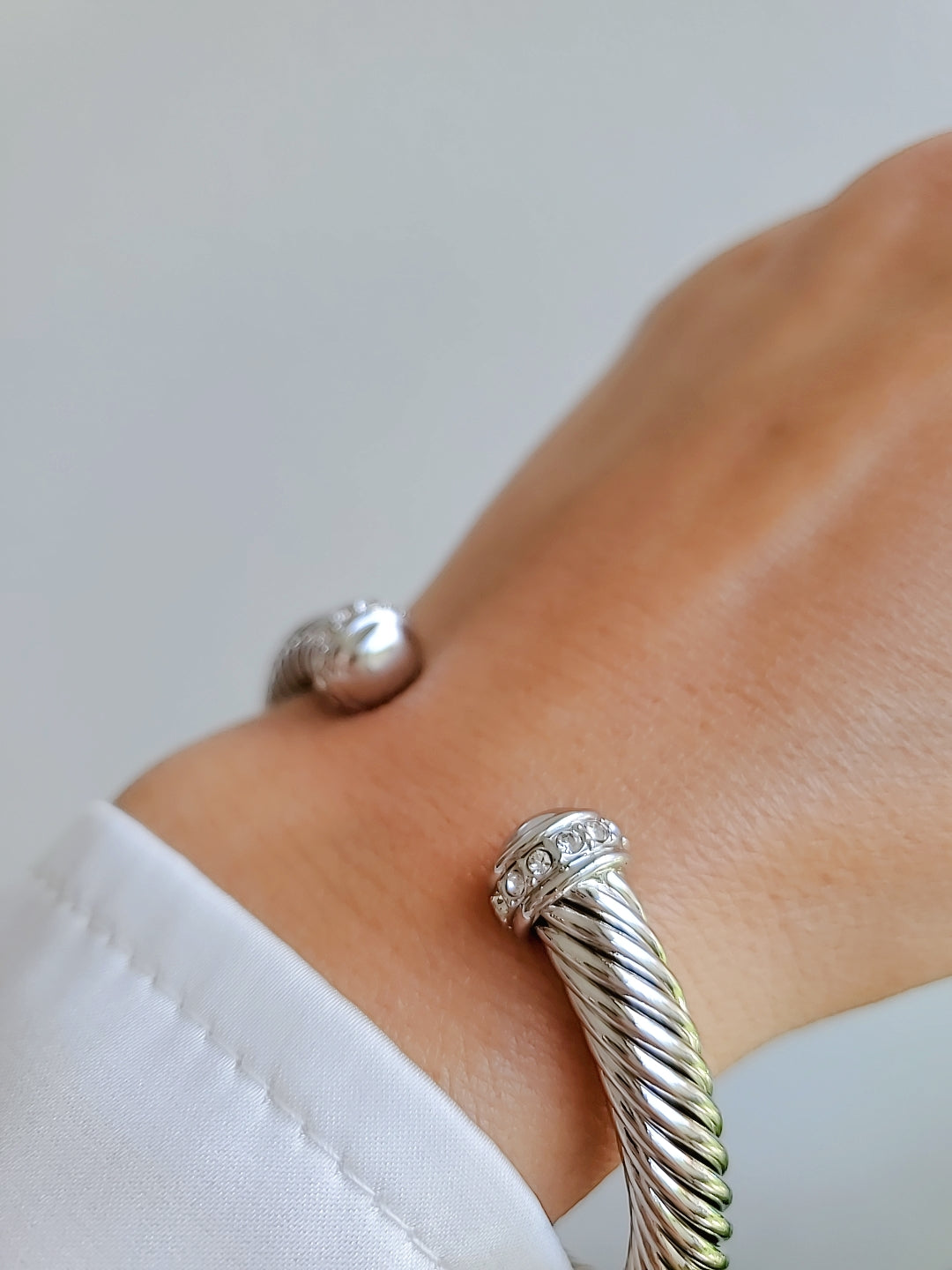 Open Silver Large Statement Bangle