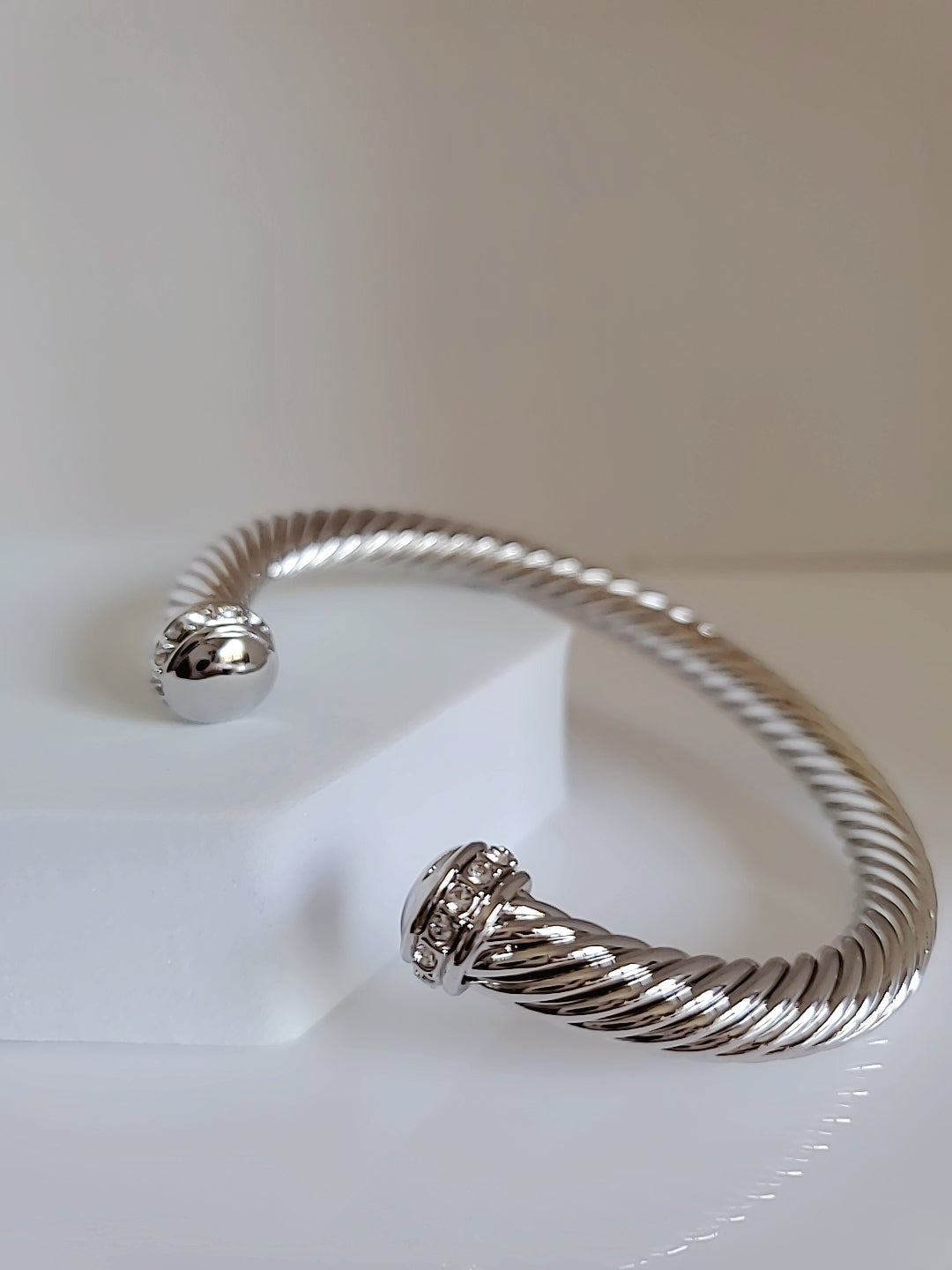 Open Silver Large Statement Bangle