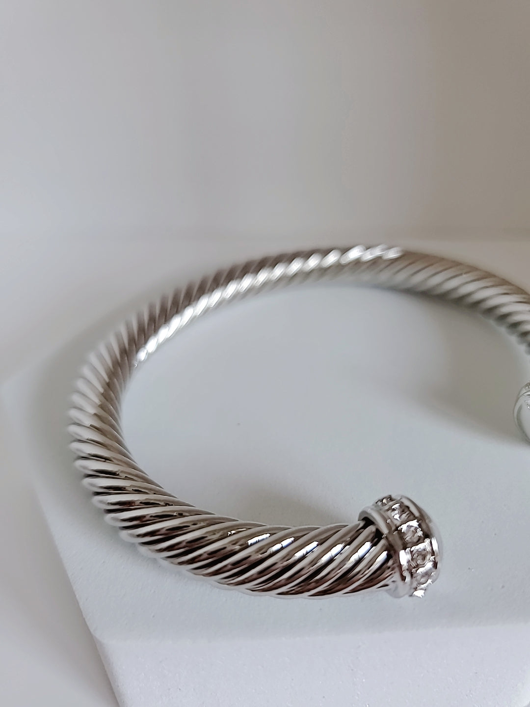 Open Silver Large Statement Bangle