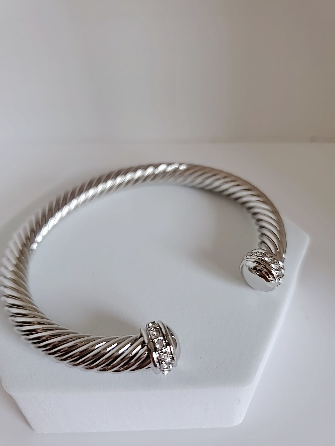 Open Silver Large Statement Bangle
