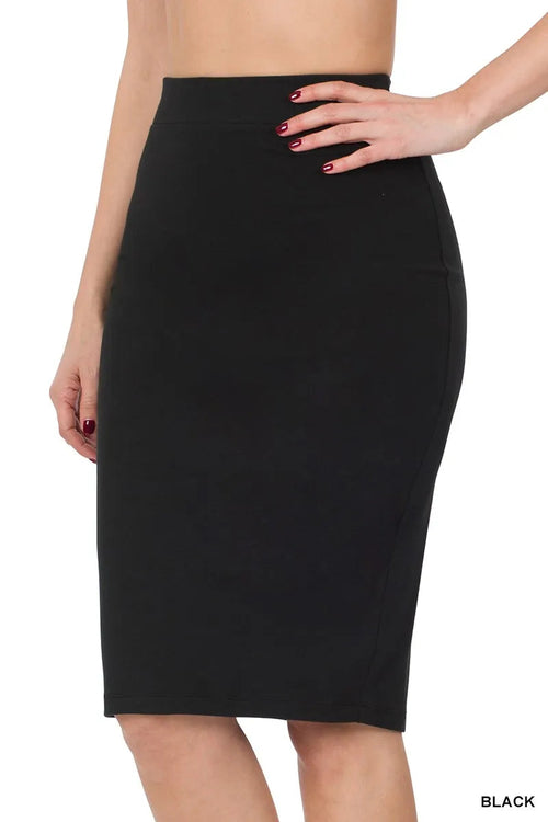Zenana Premium Cotton Basic Knee Skirt