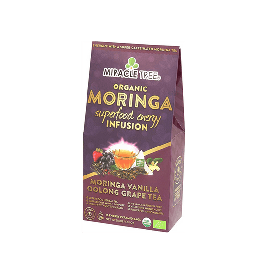 Organic Moringa Energy Tea - Vanilla Oolong Grape - Natural Coffee
