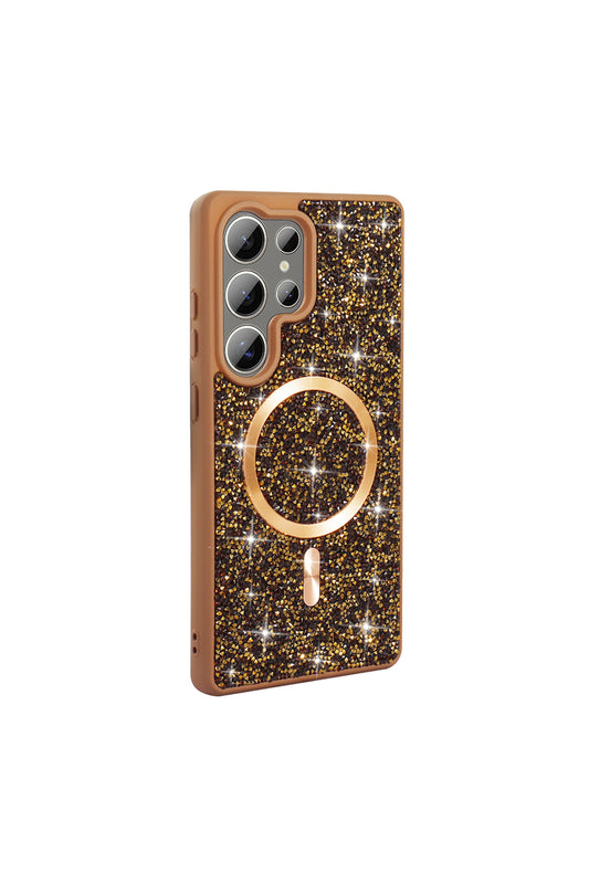 Samsung Galaxy S25 Ultra Case Glitter Magnifying Glass Rhinestones