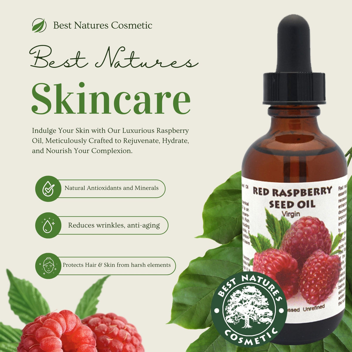 Red Raspberry Seed  Oil (Organic, cold pressed, unrefined)