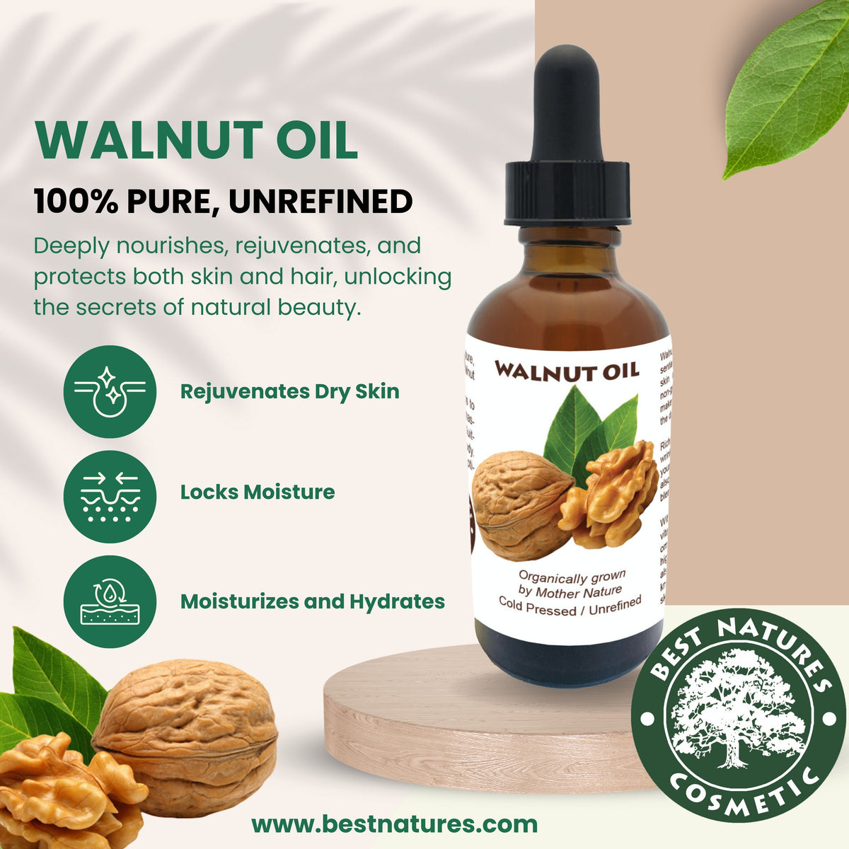 Walnut Oil Virgin (organic, cold pressed, unrefined)