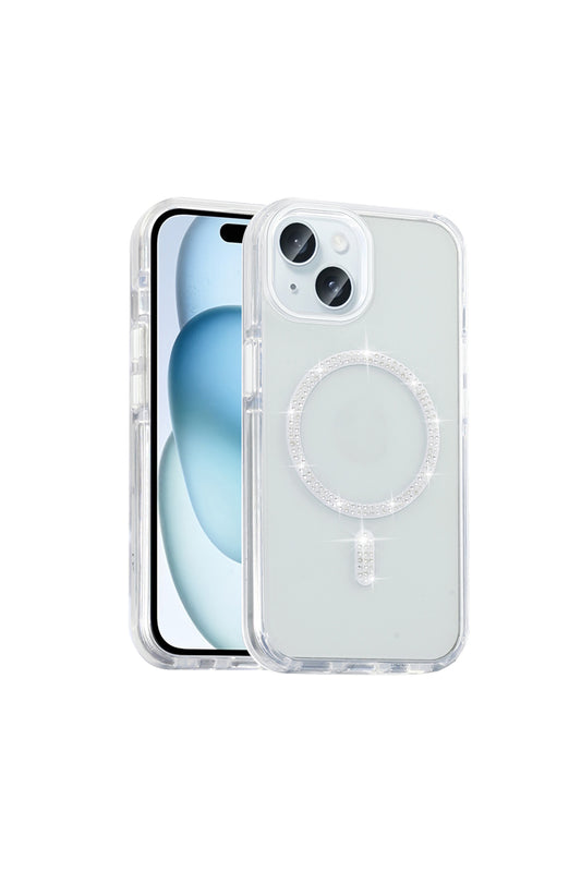 iPhone 15 Plus Case with Msafe Feature and Rhinestone Embellishment
