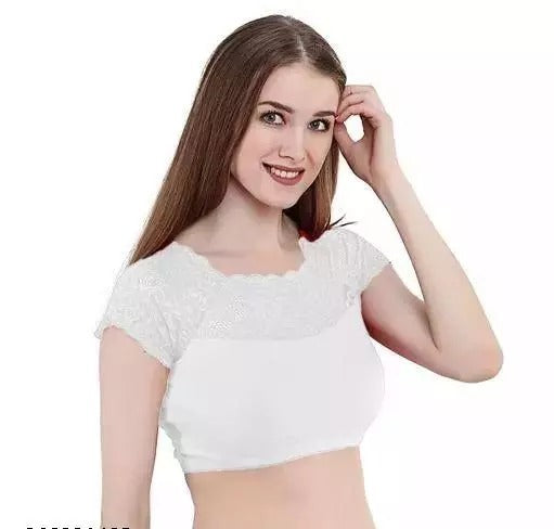 Women's & Girls' Solid Ribbed Slim Fit Crop Tank Top  White