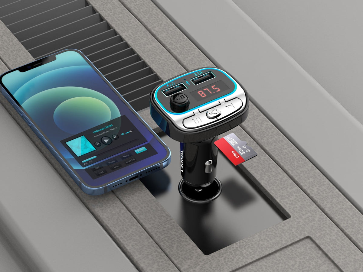 Techancy Transmissor Fm Para Carro TE0867, Bluetooth, Mp3, 2usb 3.1a,