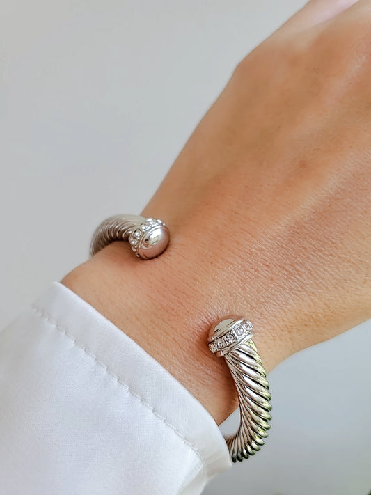 Open Silver Large Statement Bangle