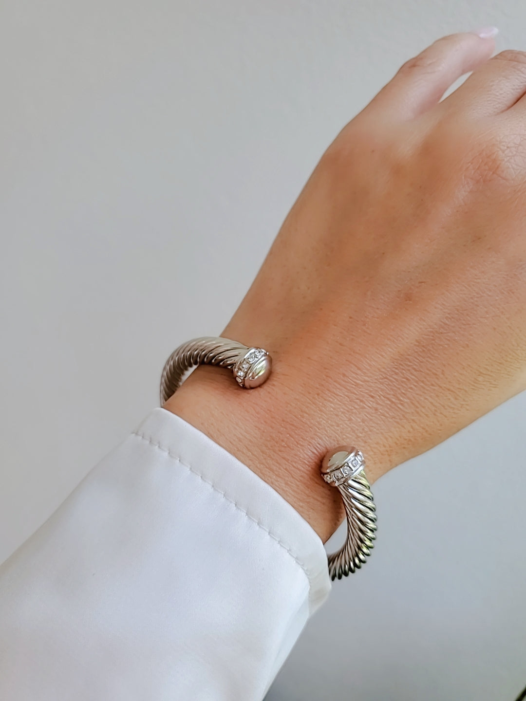 Open Silver Large Statement Bangle