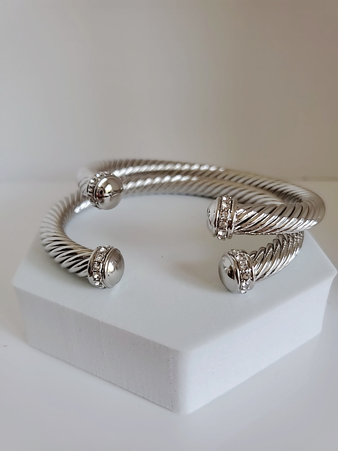 Open Silver Large Statement Bangle
