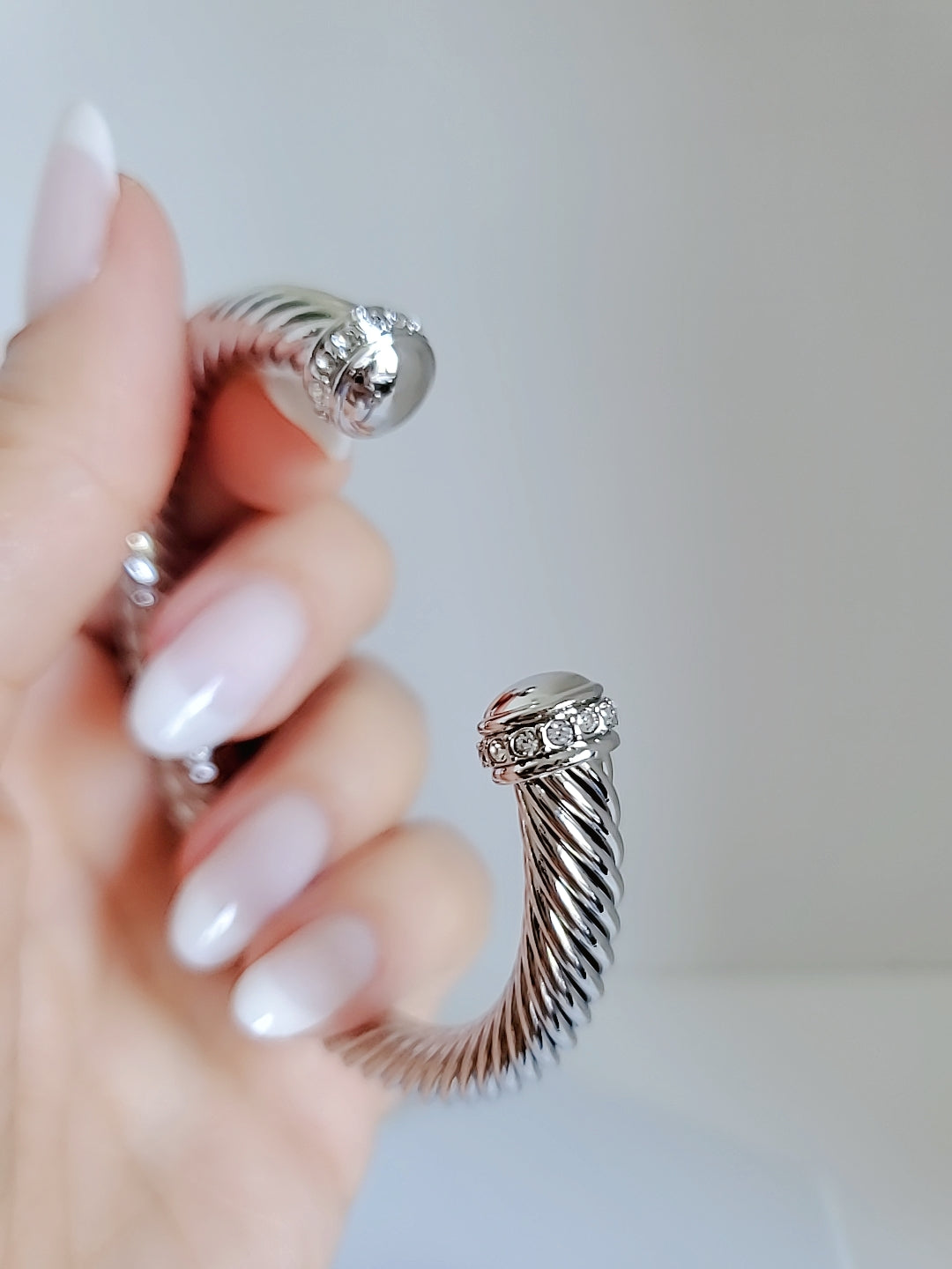 Open Silver Large Statement Bangle